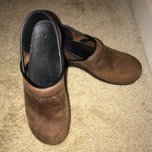 Brown Leather Sanita Clogs